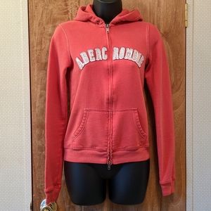 Abercrombie Coral Pink Hoodie with Zipper, Junior Size X-Large